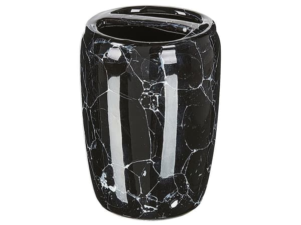 6-delar Badrumsset Accessoarer Svart Dolomit Marmor Effekt Glam Tvålhållare Tandborsthållare Toalettborste