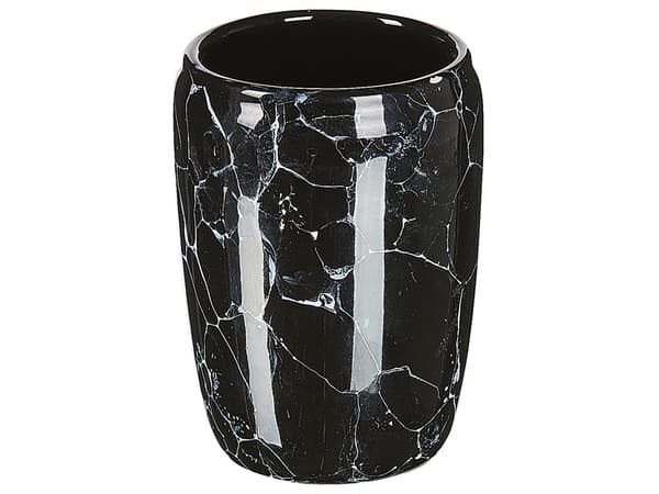 6-delar Badrumsset Accessoarer Svart Dolomit Marmor Effekt Glam Tvålhållare Tandborsthållare Toalettborste