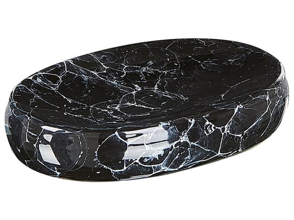 6-delar Badrumsset Accessoarer Svart Dolomit Marmor Effekt Glam Tvålhållare Tandborsthållare Toalettborste