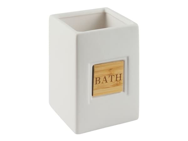 Baderomstilbehør sett beige matt dolomitt minimalistisk såpedispenser såpeskål tannbørsteholder