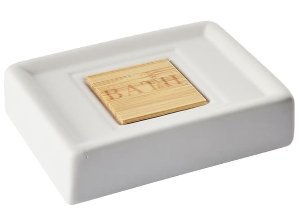Baderomstilbehør sett beige matt dolomitt minimalistisk såpedispenser såpeskål tannbørsteholder