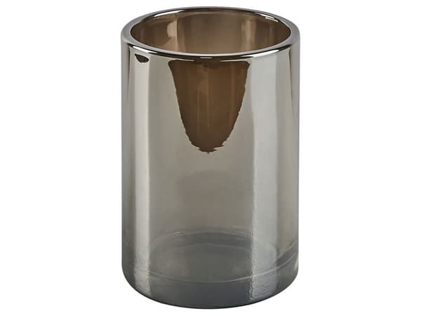 Baderomssett grå glass 3 deler tannglass såpedispenser såpeskål glamour moderne
