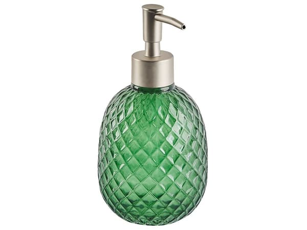 Baderomssett grønn glass 4 deler glamour såpedispenser såpeskål tannglass