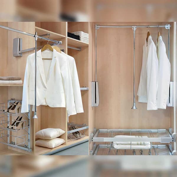 Emuca Taitettava Ripustin Closet Hang 830-1150 Mm Hopeinen