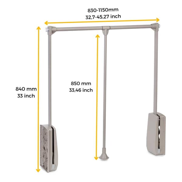 Emuca Fällbar Hängare Closet Hang 830-1150 Mm Silver