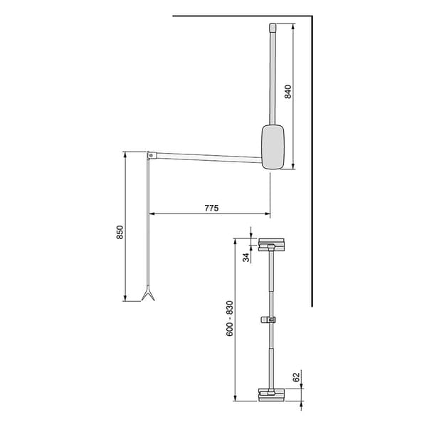 Emuca Sammenklappelig Bøjle Closet Sling 600-830 Mm Søvfarvet