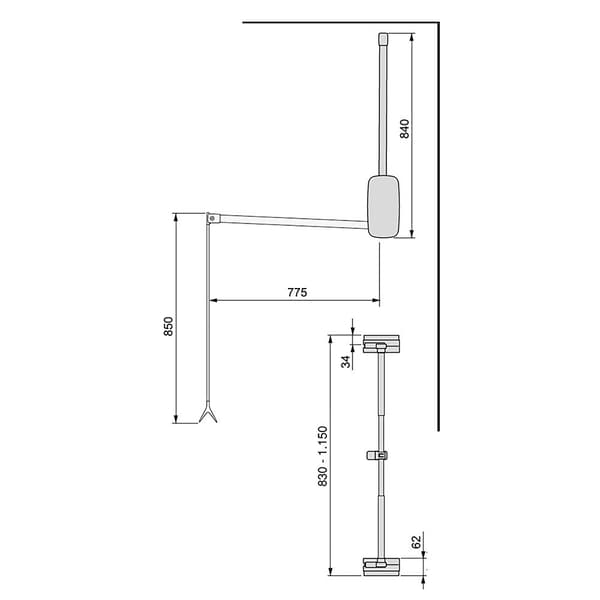 Emuca Sammenklappelig Bøjle Closet Sling 830-1150 Mm Søvfarvet