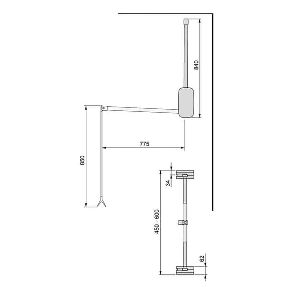 Emuca Fällbar Hängare Closet Sling 450-600 Mm Silver