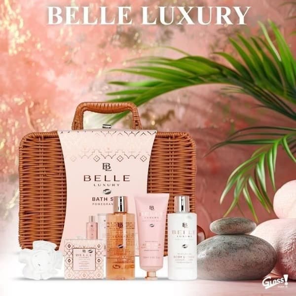 Badrumskit - BELLE - Lyx i Ambra - 5 delar - Duschgel 210ml - Kroppslotion 210ml