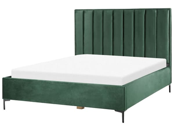 Sovrumsset Mörkgrön Sammet Stoppad Dubbelsäng med Förvaring 180 x 200 cm 2 Sängbord