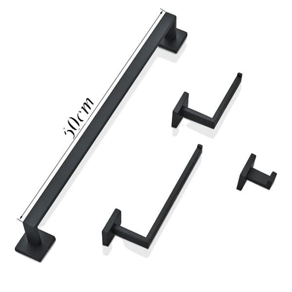Badeværelses tilbehørssæt, rustfrit stål, håndklædeholder, Sort 40cm Black 60cm