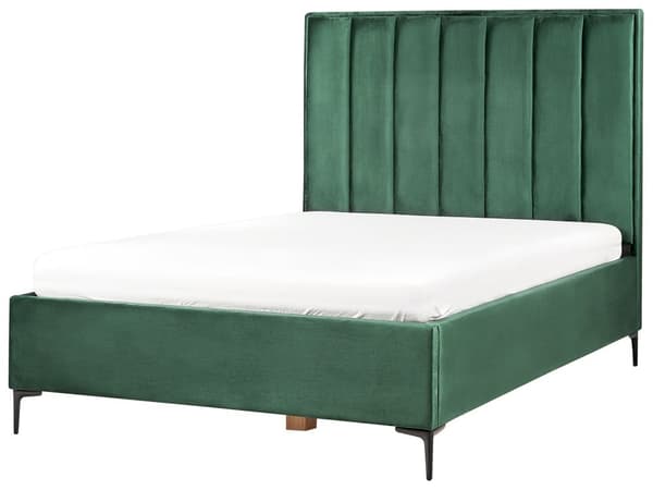 Sovrumsset Mörkgrön Sammet Stoppad Dubbelsäng med Förvaring 140 x 200 cm 2 Sängbord