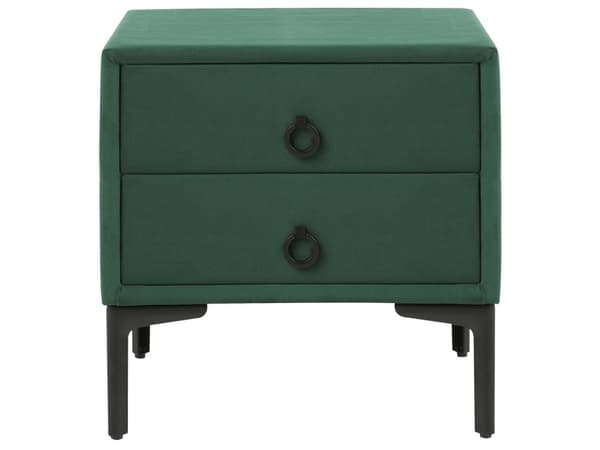 Sovrumsset Mörkgrön Sammet Stoppad Dubbelsäng med Förvaring 140 x 200 cm 2 Sängbord
