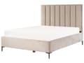 Miniatyrbild 6 av 11: Sovrumsset Taupe Sammet Stoppad Dubbelsäng med Förvaring 160 x 200 cm 2 Sängbord