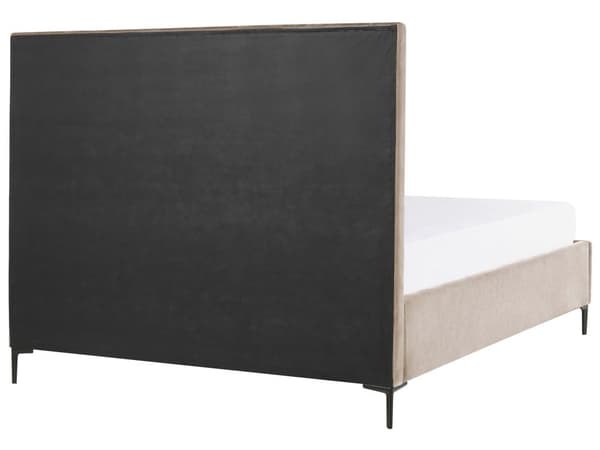 Sovrumsset Taupe Sammet Stoppad Dubbelsäng med Förvaring 160 x 200 cm 2 Sängbord