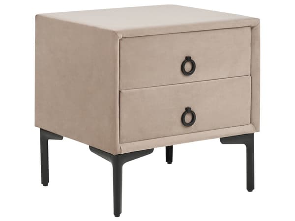 Sovrumsset Taupe Sammet Stoppad Dubbelsäng med Förvaring 160 x 200 cm 2 Sängbord