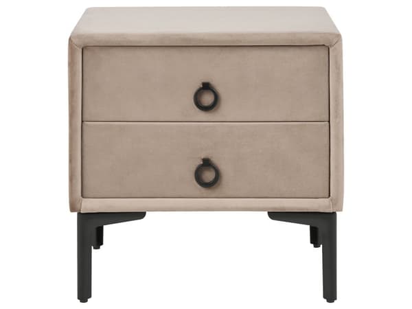 Sovrumsset Taupe Sammet Stoppad Dubbelsäng med Förvaring 160 x 200 cm 2 Sängbord