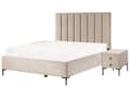 Miniatyrbild 1 av 11: Sovrumsset Taupe Sammet Stoppad Dubbelsäng med Förvaring 160 x 200 cm 2 Sängbord