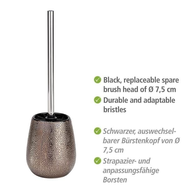 WENKO Marrakech badrumstillbehörsset, tandborsthållare, dispenser för flytande tvål, toalettborste, keramik, brun