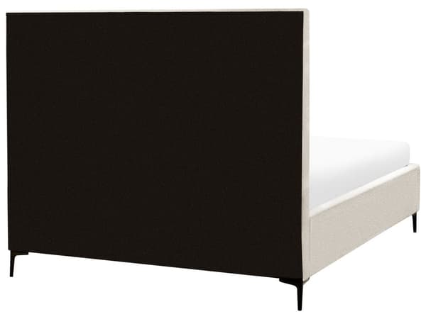 Sovrumsset Off-White Bouclé Stoppad Dubbelsäng med Förvaring 160 x 200 cm 2 Sängbord