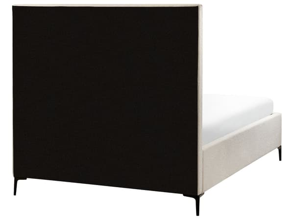 Sovrumsset Off-White Bouclé Stoppad Dubbelsäng med Förvaring 140 x 200 cm 2 Sängbord