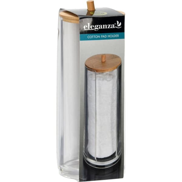 Eleganza Cotton Pads Container 7x19 cm Bambu/Transparent