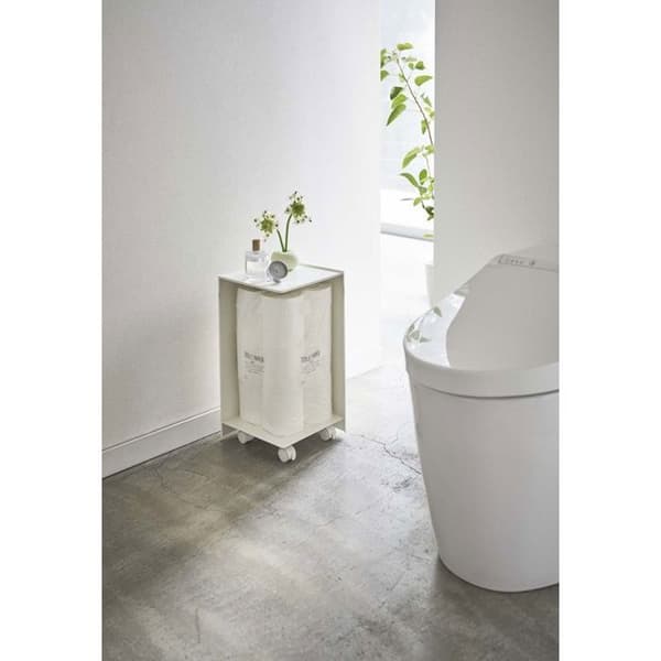 Toalettförvaring - Hjul - Vit - Stål - 4 hjul - 43 cm höjd