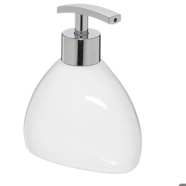 Keramisk tvålautomat - FIVE - Siden - Vit - L. 10,5 x D. 7,5 x H. 13 cm