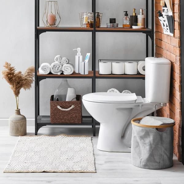 Relaxdays badrumsaccessoarer, 4 delar, i polerat rostfritt stål och plast, modern och harmonisk design, silverfärgad
