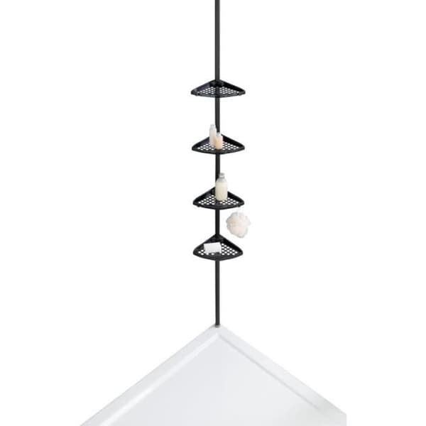 Badrumsaccessoarer - Allstar - Duschhylla "Opal" - Svart - H 85 till 250 cm