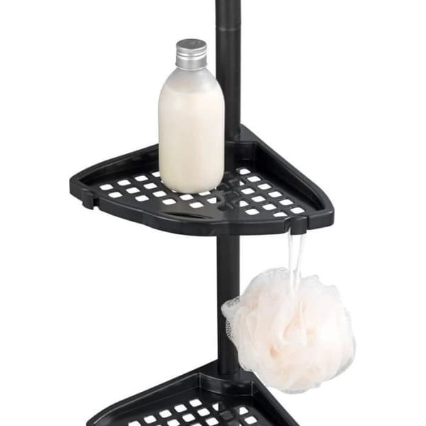Badrumsaccessoarer - Allstar - Duschhylla "Opal" - Svart - H 85 till 250 cm