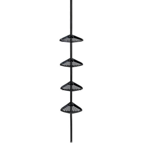 Badrumsaccessoarer - Allstar - Duschhylla "Opal" - Svart - H 85 till 250 cm