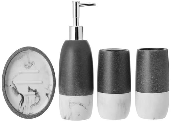 Set med tillbehör för badrum Sweet home kollektion - BATHACCS-MARBELIZED-4PCSET