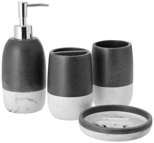 Set med tillbehör för badrum Sweet home kollektion - BATHACCS-MARBELIZED-4PCSET