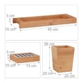 Miniatyrbild 3 av 6: Relaxdays Set badrum, 6 delar, bambu, dispenser, tvålpump, toalettborste, tandborsthållare, ställning, soptunna