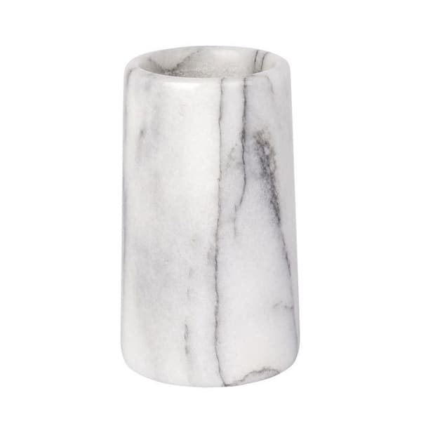 WENKO Tandborsthållare, Badrumsglas, Onyx, marmor, Ø 7x12,5 cm, Grå