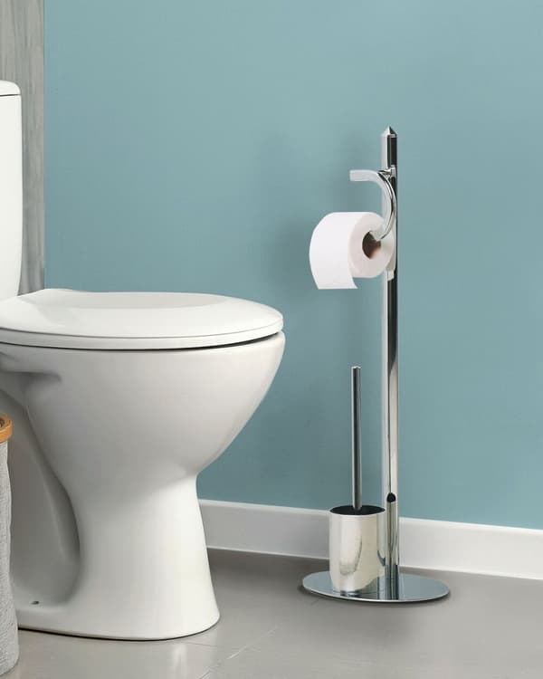 Toalettpappersställ med borste SARTO Metall Silver Lumarko!