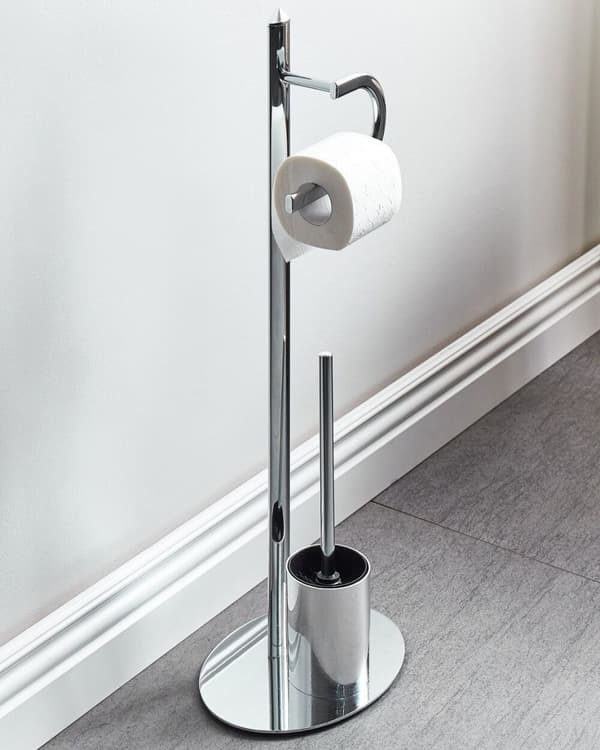Toalettpappersställ med borste SARTO Metall Silver Lumarko!