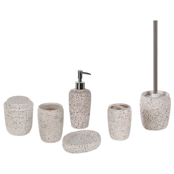 Badrumstillbehörsset 6 delar PALMILLA Keramik Off-white Lumarko!