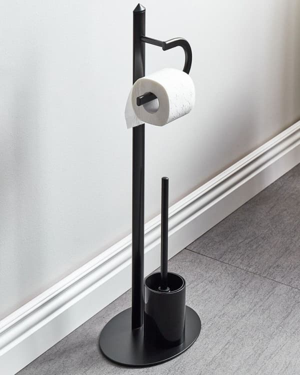 Toalettpappersställ med borste SARTO Metall Svart Lumarko!