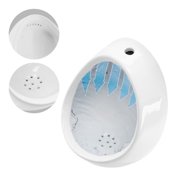 ECD Germany Urinalfoder från toppvit, högkvalitativ keramik prickinklind, modern design pissoir, 35x42x30cm, rund, skölj kanten stängd, flöde bakåt