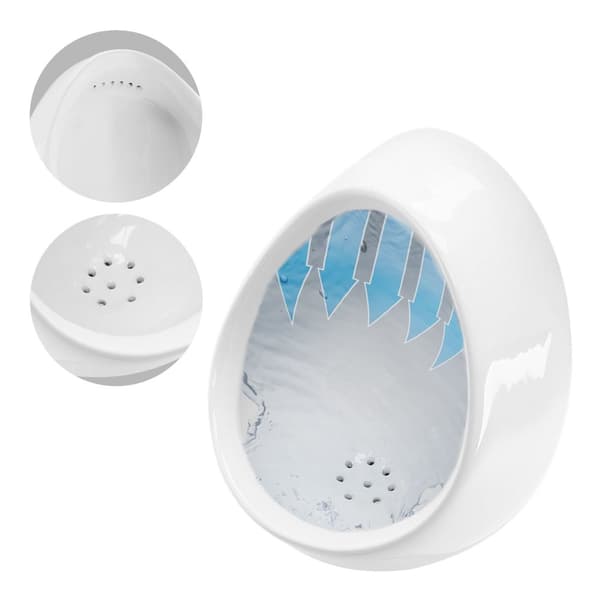 ECD Germany Urinal Feed bagfra hvid, høj kvalitet keramisk pinkinkline, moderne design pissoir, 35x42x30 cm, rund, skylle kant lukket, flyder baglæns