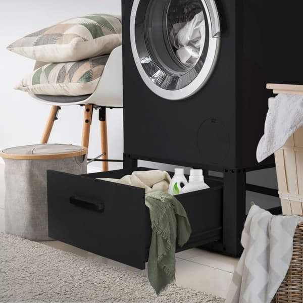 Tvättmaskinsunderrede med låda 63x54 cm svart stål ML design