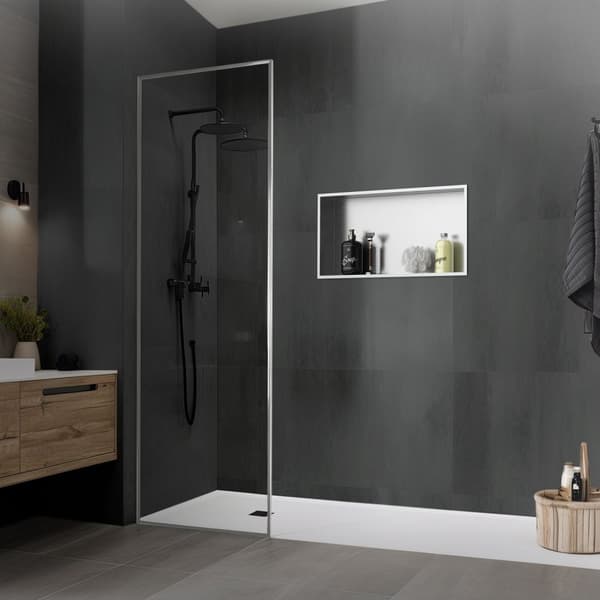 Suihkutarjotin 60x30 cm hopea ruostumaton teräs seinänurkkaus Suihkutarjotin LuxeBath