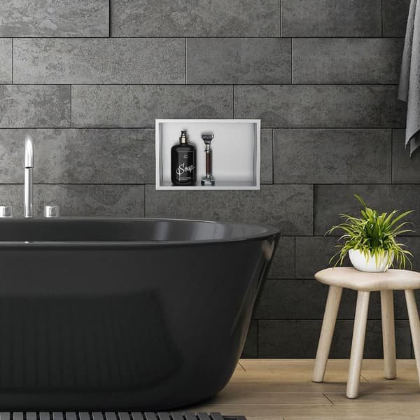 Suihkutarjotin 30x20 cm hopea ruostumaton teräs seinänurkkaus Suihkutarjotin LuxeBath