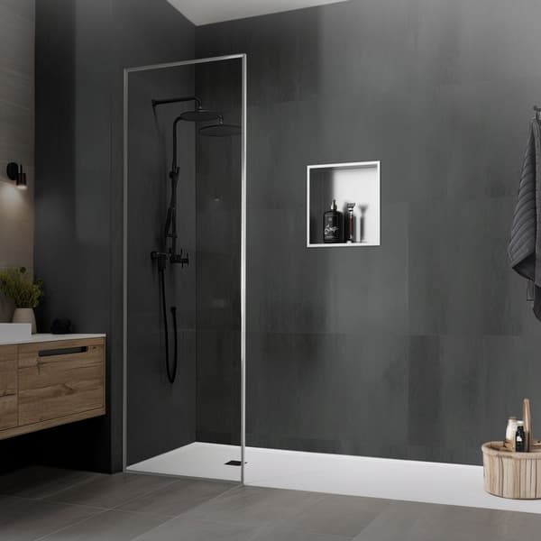 Suihkutarjotin 30x30 cm hopea ruostumaton teräs seinänurkkaus Suihkutarjotin LuxeBath