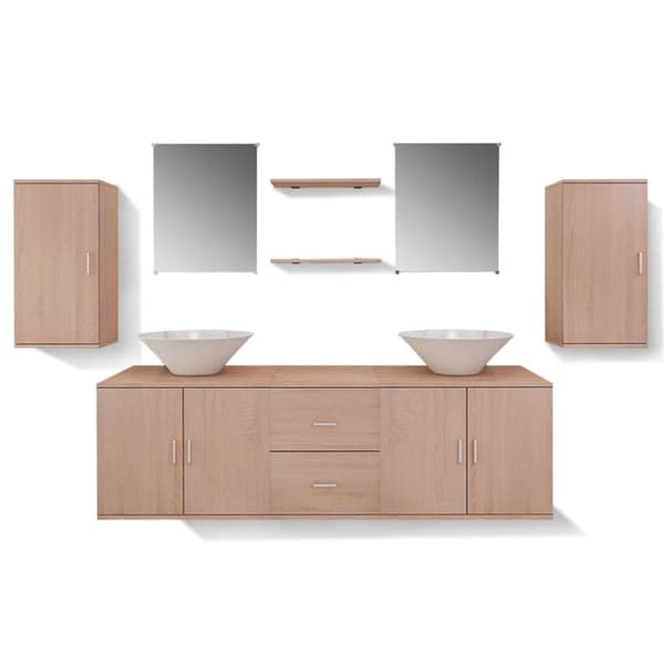 vidaXL Servant og baderomsmøbler 9 deler beige