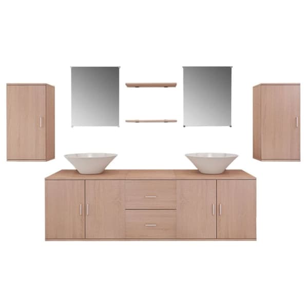 vidaXL Servant og baderomsmøbler 9 deler beige