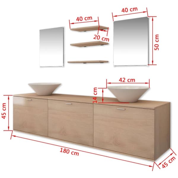 vidaXL Servant og baderomsmøbler 8 deler beige