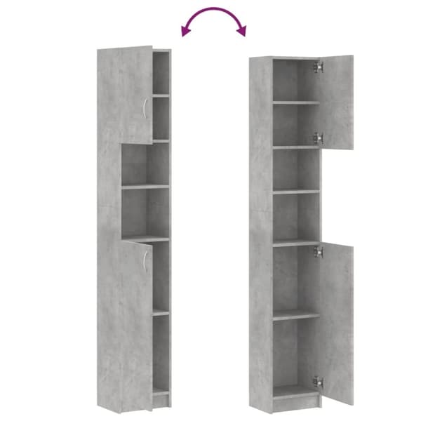 vidaXL Baderomsskap betonggrå 32x25,5x190 cm sponplate